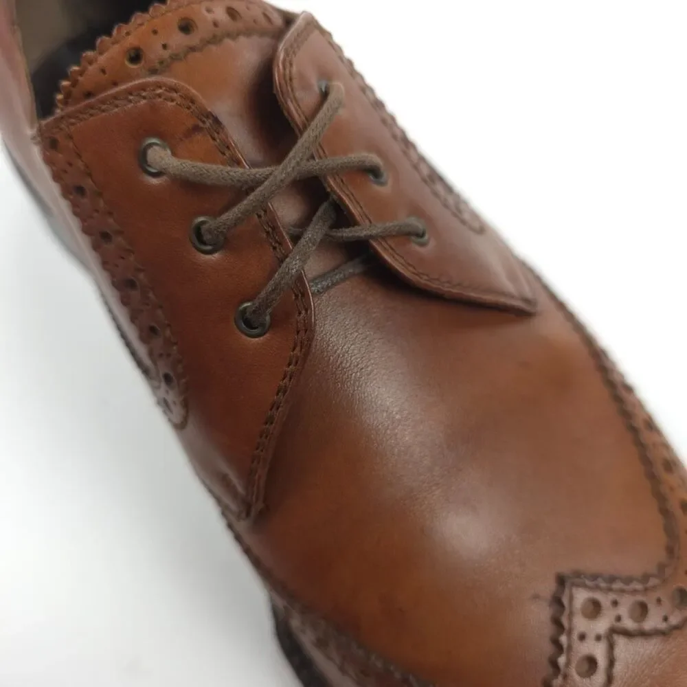 SALVATORE FERRAGAMO Tramezza Wingtip Oxford Brown Leather Old Money Quiet Luxury